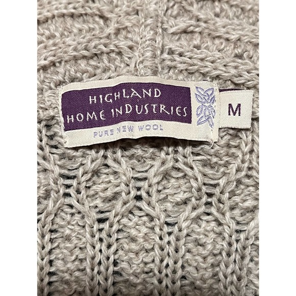 Highland Home Industries Scottish Wool Zip Hoodie Sweater Size M Beige - Picture 5 of 8